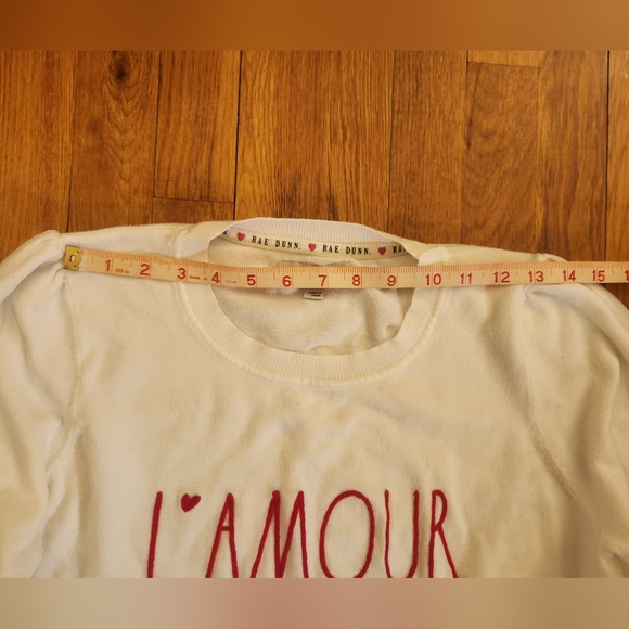Rae Dunn Red L'Amour White Crewneck Sweater Shirt Women's Size Large - Picture 5 of 11